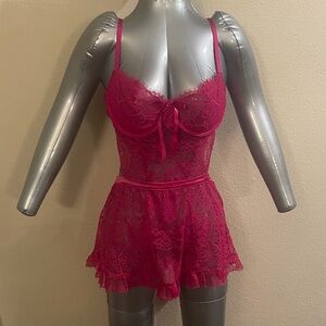 Victoria's Secret Fuchsia Lace Apron Lingerie